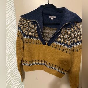 J. Crew Navy Patterned Sweater